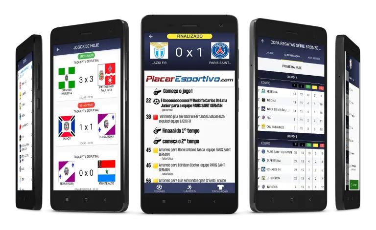 Telas do APP Esportivo - Sistema de Campeonato de Futebol Online
